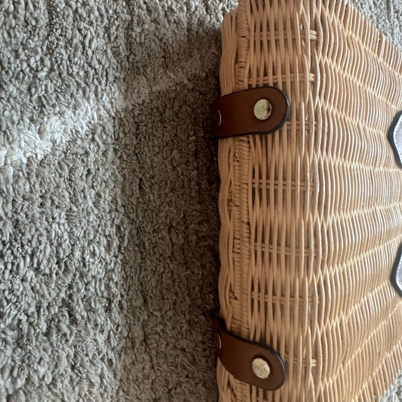 Zara Rigid Crossbody Rattan Box Top Handle Shoulder Basket Bag Woman - Picture 3 of 6